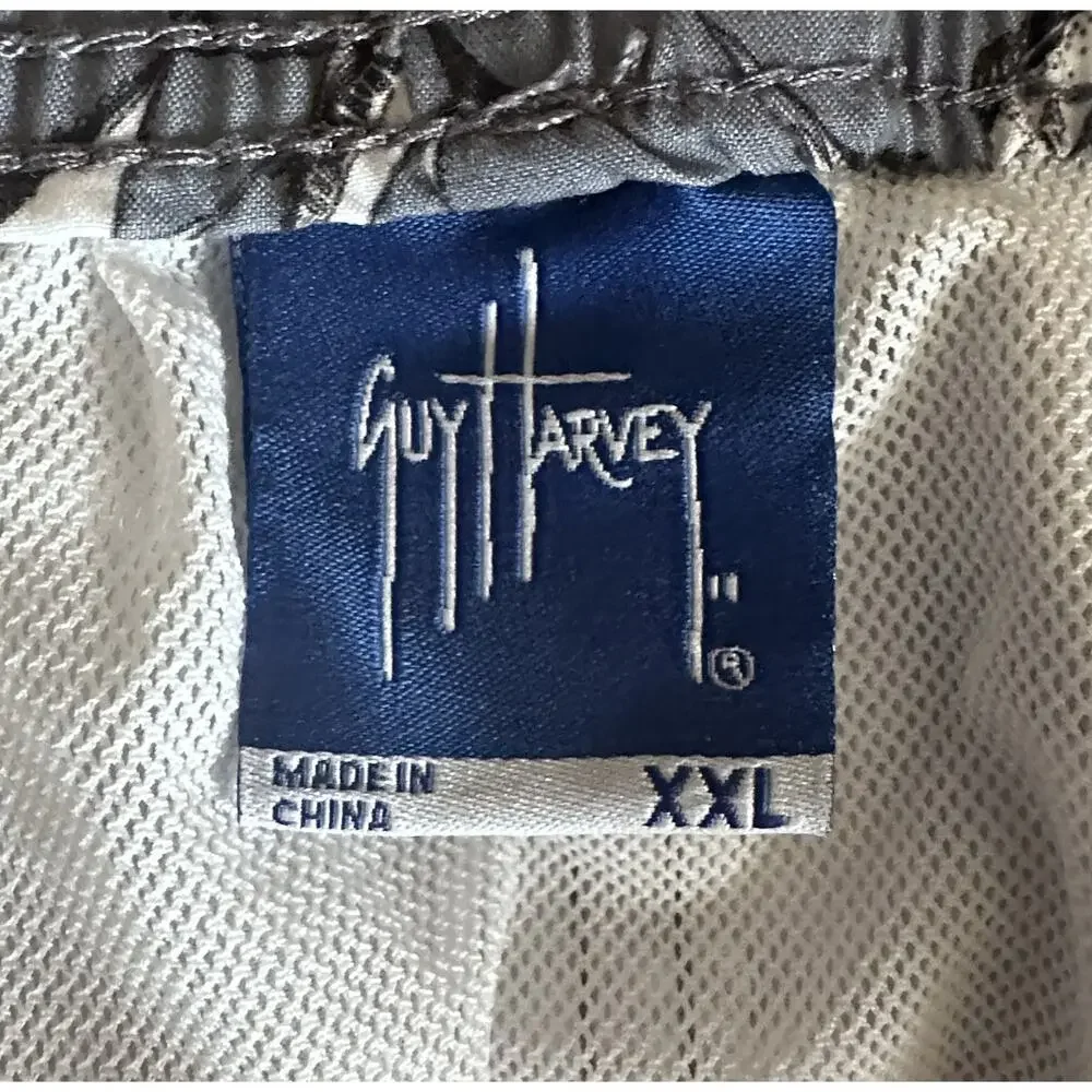 Guy Harvey Swim Trunks Mens XXL Gray Fish Print Beach Swimming Board Shorts